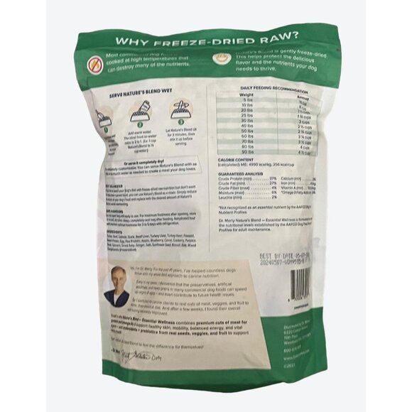 Dr. Marty Nature's Blend Freeze Dried Adult Dog Food 16 oz bag x 3 Bags - Picture 5 of 7